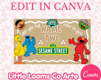 Sesame Street Birthday Banner Template | Colorful Characters (Digital Download)