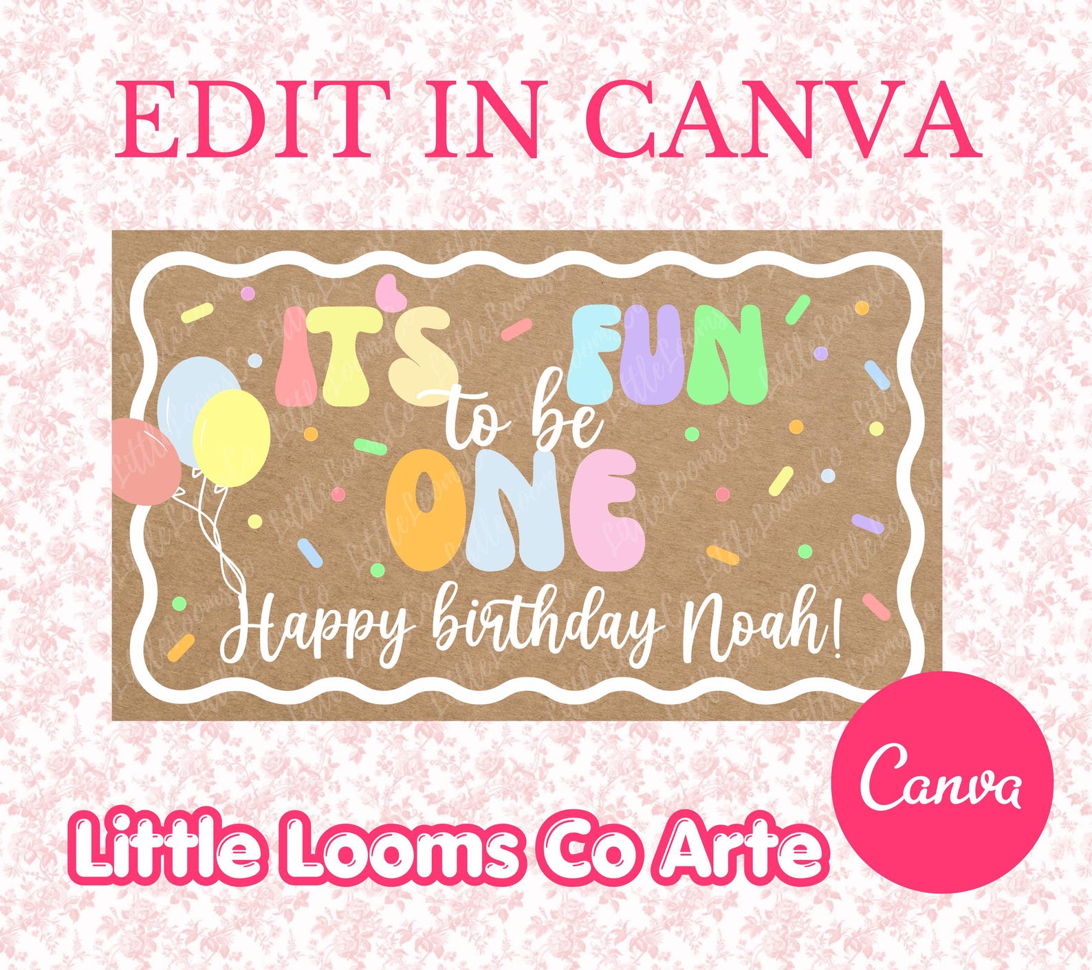 Fun to Be One Banner Template: First Birthday Design (digital Download ...
