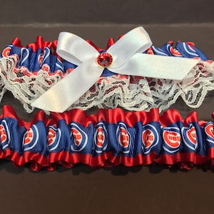 Chicago Cubs Garter Wedding Garter or Prom Garter ..Chicago Cubs Inspired Blue Garter Set , single Keep and Throw Set