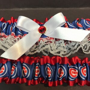 Chicago Cubs Garter Wedding Garter or Prom Garter ..Chicago Cubs Inspired Blue Garter Set , single image 9