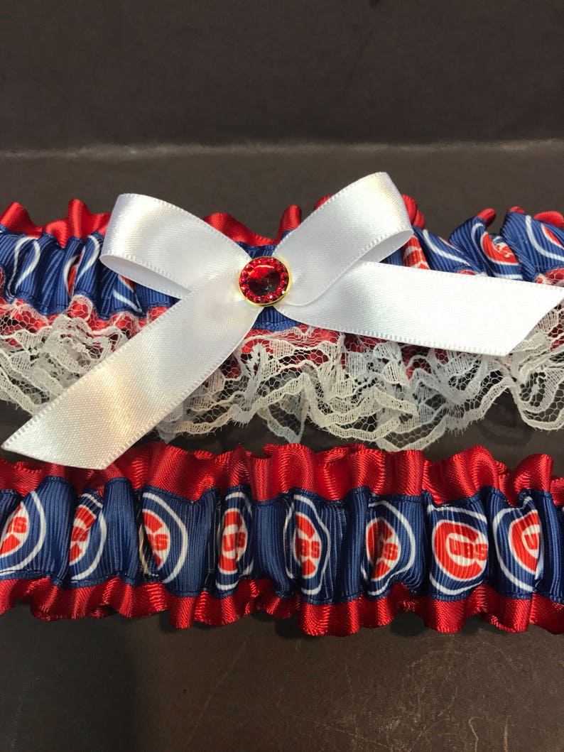 Chicago Cubs Garter Wedding Garter or Prom Garter ..Chicago Cubs Inspired Blue Garter Set , single image 9