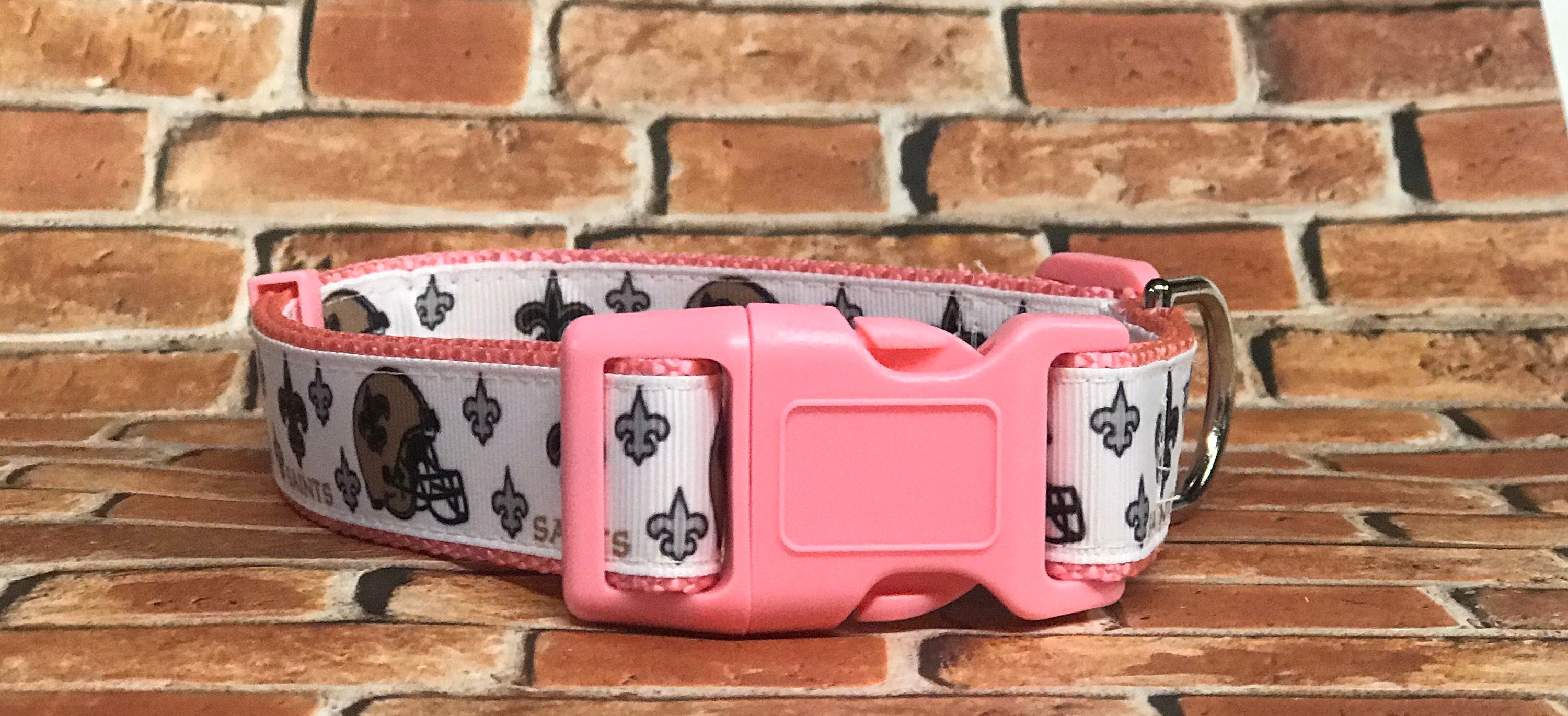 Saints inspired Dog Collar New Orleans Dog Collar PInk Saints Etsy.de