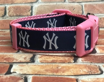 Yankees inspired Dog Collar: Baseball Fan Pet Collar, Choice of Webbing