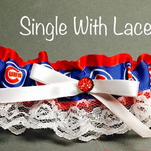 Chicago Cubs Garter Wedding Garter or Prom Garter ..Chicago Cubs Inspired Blue Garter Set , single Keep Garter Lace