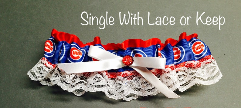 Chicago Cubs Garter Wedding Garter or Prom Garter ..Chicago Cubs Inspired Blue Garter Set , single Keep Garter Lace