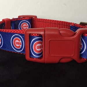 Chicago Cubs Dog Collar: Handmade Fan Gear, Red Hardware