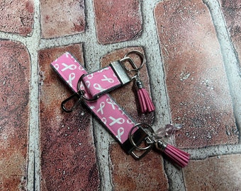 Breast Cancer keychain wristlet. Two piece breast cancer Keychain set.