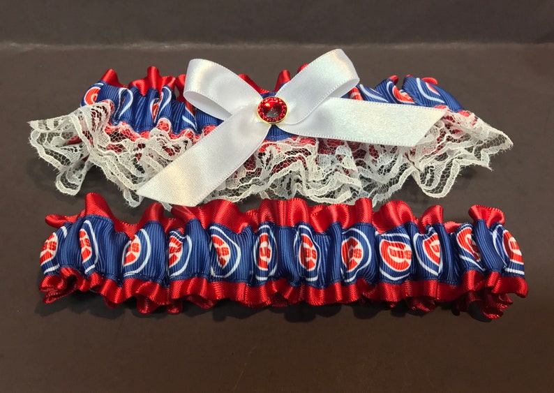 Chicago Cubs Garter Wedding Garter or Prom Garter ..Chicago Cubs Inspired Blue Garter Set , single Keep and Throw Set