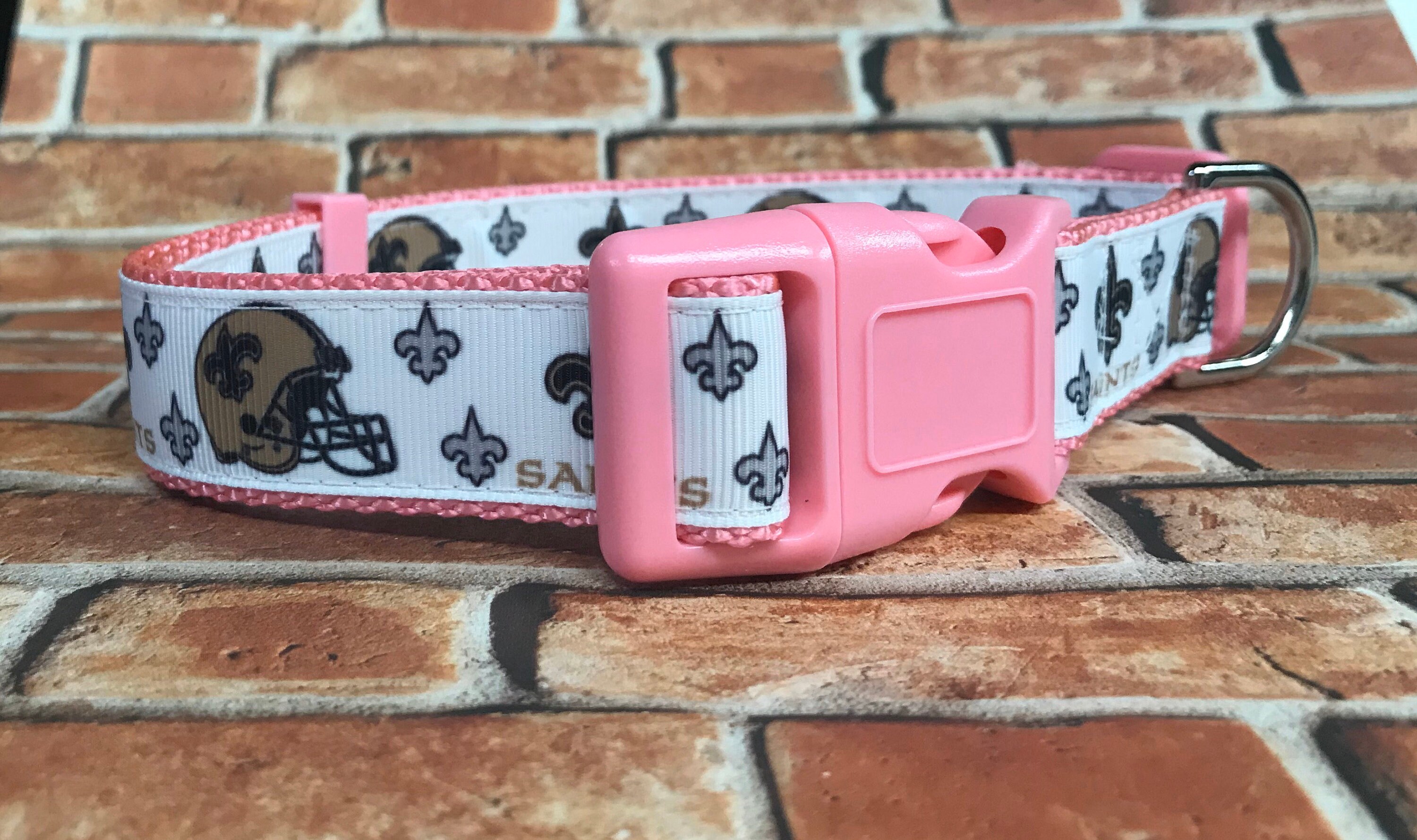 Saints inspired Dog Collar New Orleans Dog Collar PInk Saints Etsy