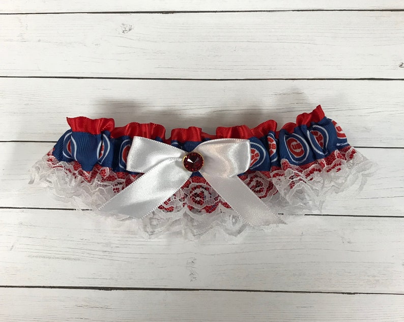 Chicago Cubs Garter Wedding Garter or Prom Garter ..Chicago Cubs Inspired Blue Garter Set , single image 4