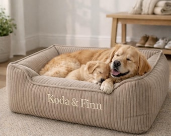 Camas personalizadas para dos perros, camas cómodas para mascotas, camas tipo sofá de pana para perros, camas lavables para interiores para perros medianos.