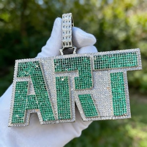 Custom Iced Out Cracked Font Letter Pendant Necklace, Personalized Name Charm (Gold/Silver Tone)