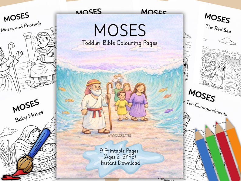 Moses Bible Colouring Pages | 9 Printable PDF | Sunday School Activity ...