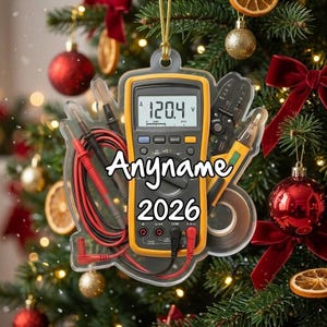 Personalized Electrician Ornament, Custom Multimeter Gift, Lineman Christmas Decor, 2026 Keepsake