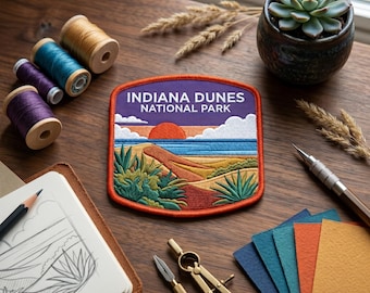 Indiana Dunes National Park Patch, Midwest Travel Souvenir, Embroidered Badge, Hiking Gift for Nature Lovers