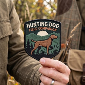 Hunting Dog Embroidered Patch, Field Companion Iron On Badge, Outdoors Wildlife Adventure Nature Gift