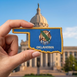 Oklahoma Embroidered Patch State Outline Travel Souvenir Badge
