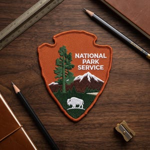 National Park Service Embroidered Patch - Arrowhead Logo Iron On Badge - US Park Ranger Souvenir - Nature Lover Hiking Backpack Applique