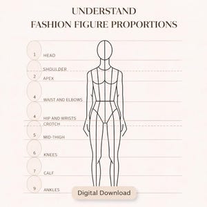 9 Heads Fashion Croquis Template | Flat Technical Figure | Editable (AI, Canva, Procreate)