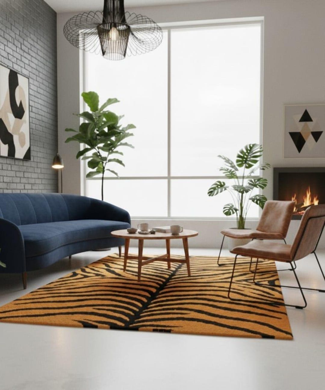 Tinx Living Room Rug Tiger Stripe Area Rug | Modern Living Room Decor - Etsy