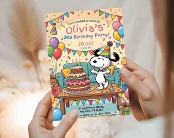 Personalized Birthday Invitation Editable Template Digital Evite Cartoon Printable Kids Party Custom Colorful Invite