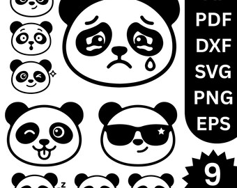Paquete de archivos SVG de pandas kawaii / Imágenes prediseñadas de animales bebés, diseños para guardería (descarga digital)