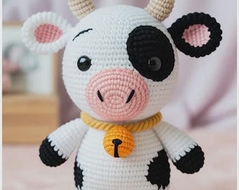Cow Crochet Pattern PDF | Amigurumi Cow Plushie | Easy Chunky Yarn Toy