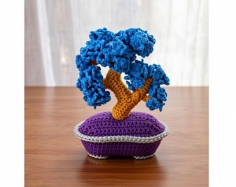 Crochet Bonsai Tree Pattern | Amigurumi Blue Decor (PDF Pattern)