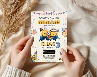 Funny Birthday Invitation Template Editable Digital Evite Cartoon Printable Kids Party Custom Design Invite
