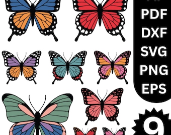 Paquete de archivos SVG de mariposas retro / Frases para mamás en español, Mariposa Designs (Descarga digital)