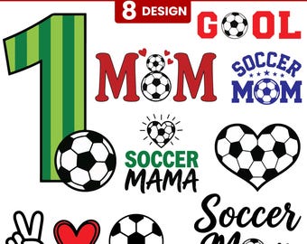 Paquete de archivos SVG para mamás aficionadas al fútbol / 8 diseños, frases y archivos de corte (descarga digital)