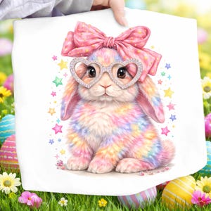 Happy Easter png, Easter Bunny png, Cute Bunny With Pink Bow Glasses, Trendy Easter Day png, Pink Bow Bunny png, Spring Bunny Clipart,