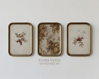Set of 3 Autumn Berry Prints: Botanical Wall Art, Fall Gallery Set (Digital Download)