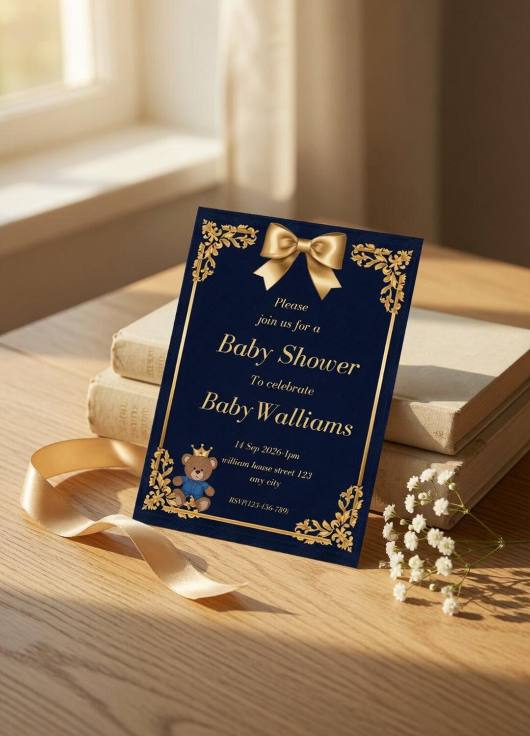 Polo Teddy Bear Baby Shower Invitation, Ralph Lauren Style, Plaid ...
