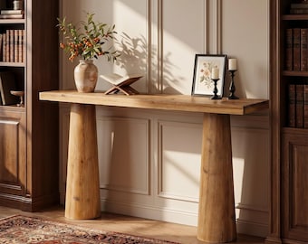 Farmhouse Solid Wood Console Table, Rustic Entryway Sofa Table Behind Couch, Long Narrow Hallway Table for Living Room Decor