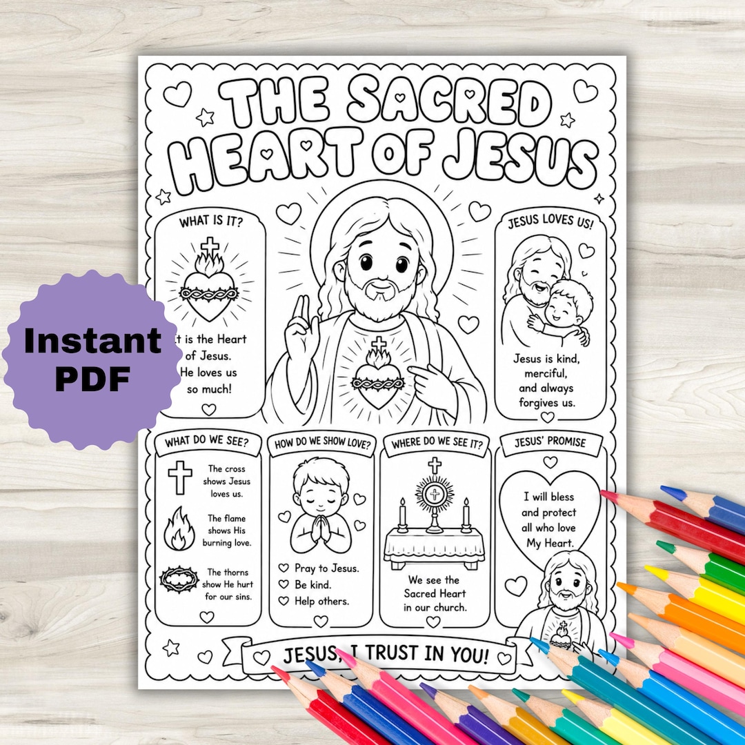 Sacred Heart of Jesus Coloring Pages, Understanding Catholic Faith for ...