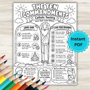 Understanding Catholic Fatih For Kids, The Ten Commandments, Mass Quiet Activity,  Catholic Teaching, (PDF Download)