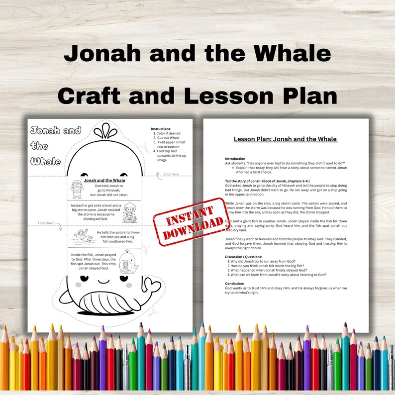 Jonah and the Whale Craft Printable | Bible Story Activity for Kids ...