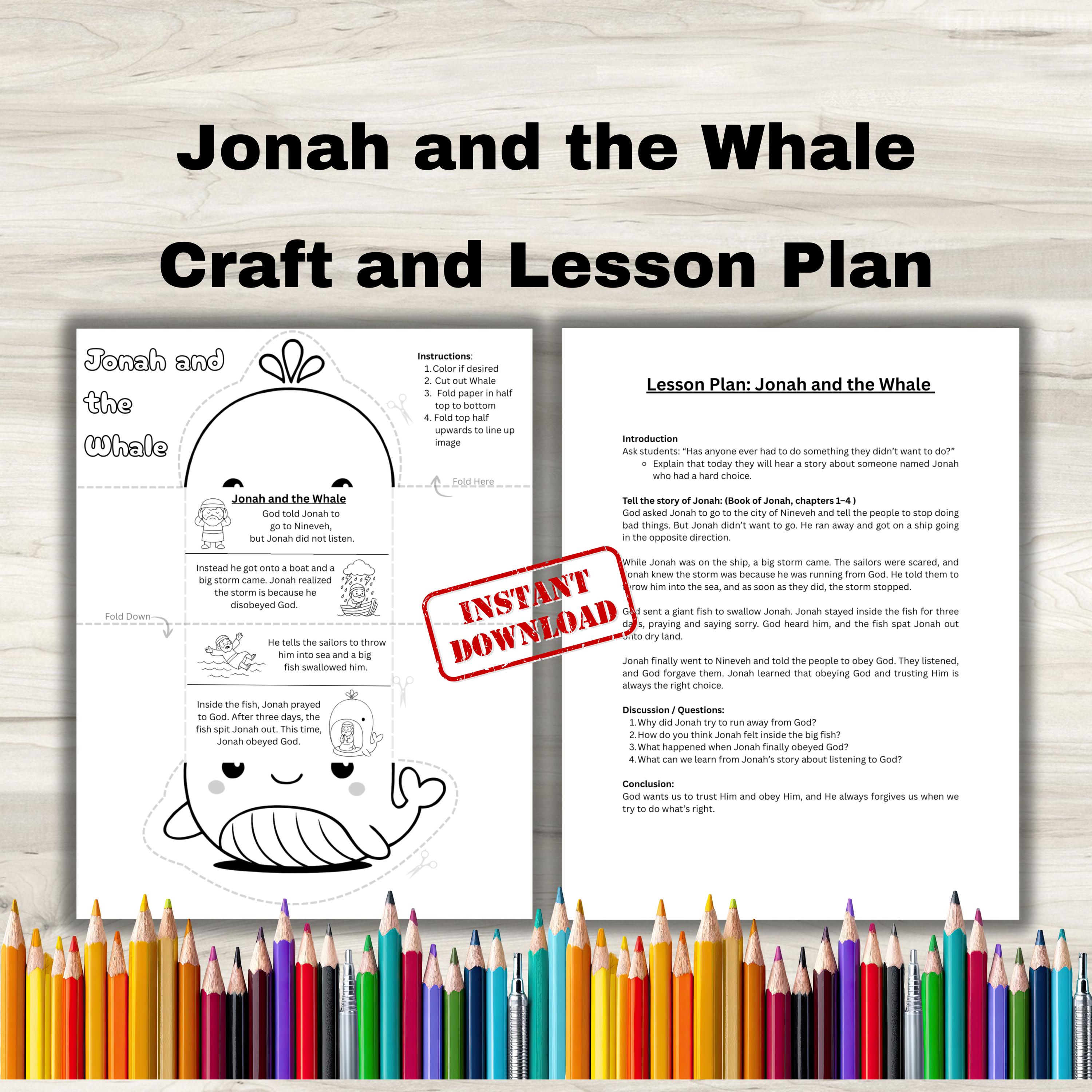 Jonah and the Whale Craft Printable | Bible Story Activity for Kids ...
