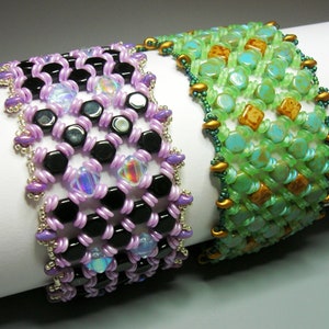 Tutorial - Honey and Silk - Honey comb 2 Holes Silky Superduo and O beads beading tutorial bracelet