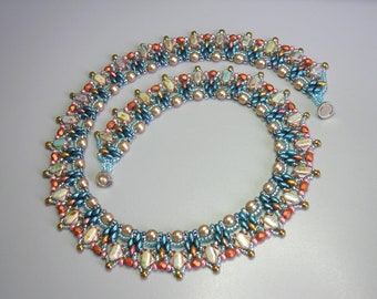 Tutorial - Sunset-ketting - tutorial over het maken van kralen: Silky and O Czech kralen