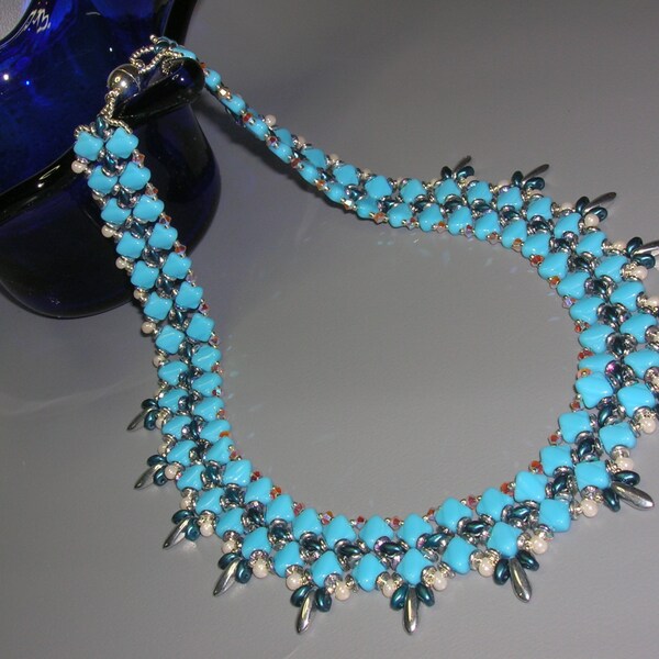 Tutorial - Blue Bay Necklace - Silky and O Czech beads beading tutorial