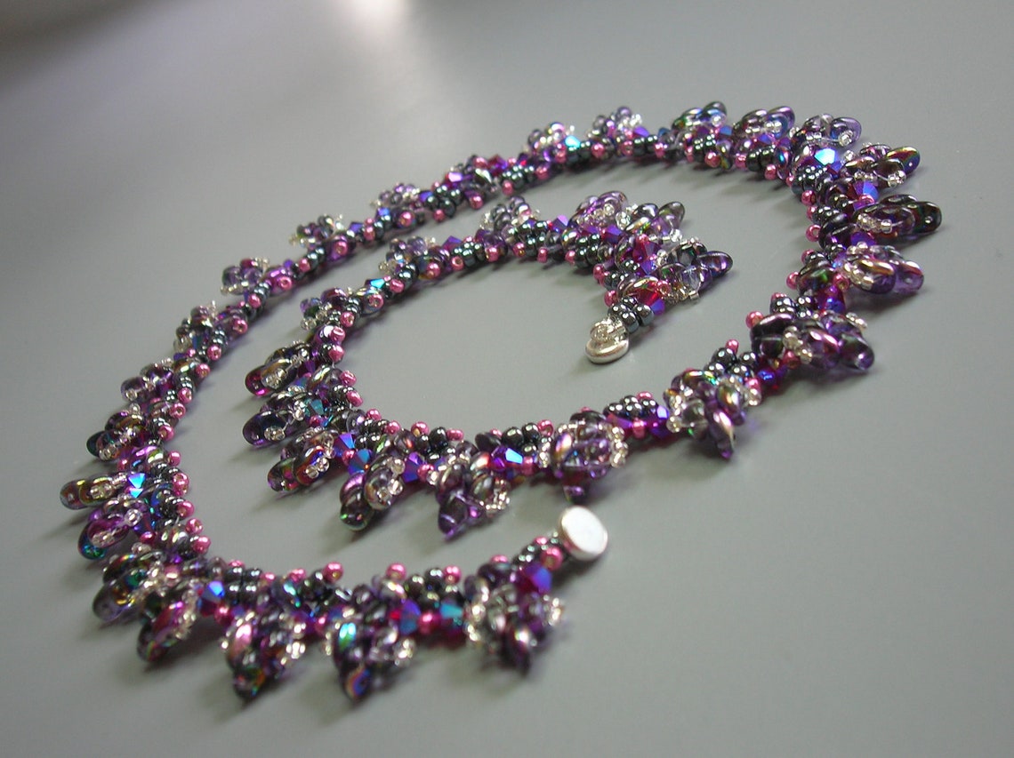 Tutorial Enchanted leaves necklace Superduo and Swarovski Etsy