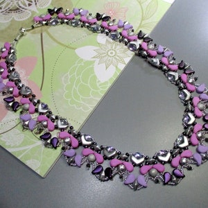 Tutorial - Recital Necklace - Paisley ,ChevronDuo, 2 holes cab, GemDuo and Preciosa Bicone beading tutorial