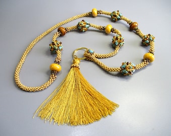 Beading Tutorial -Savanna necklace - Gemduo, Preciosa crystals, Drops, Ceramic beads, Tassel