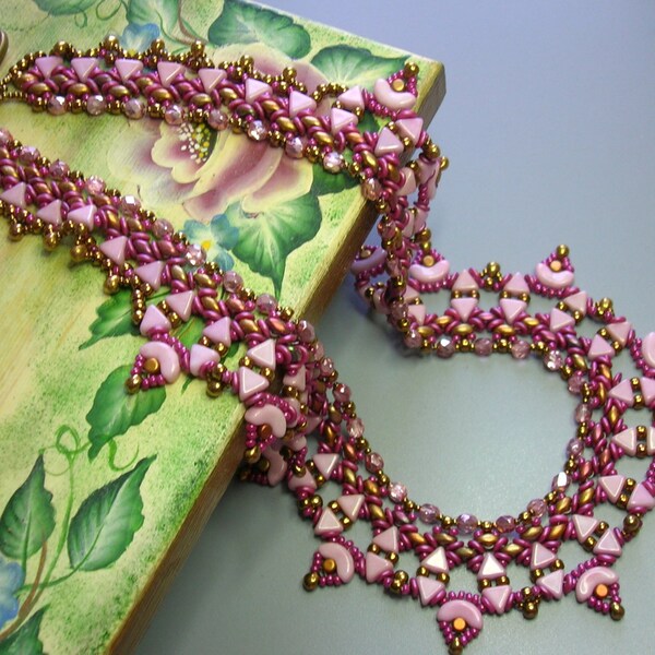 Tutorial - Arcadia Necklace - Arcos and Minos, Kheops, Superduo and Fire Polish beading tutorial