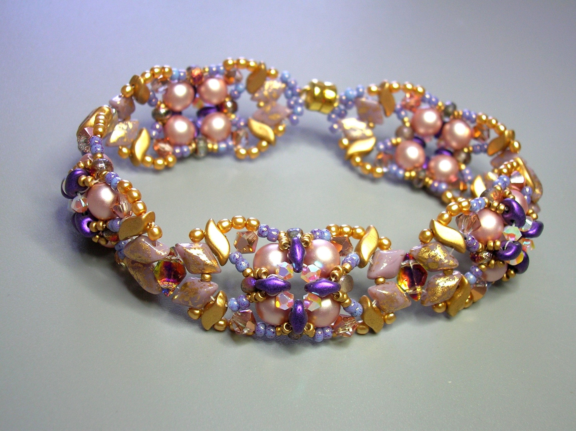 Beading Pattern - Backlit GemDuo Bracelet Tutorial | ORCHID and OPAL 