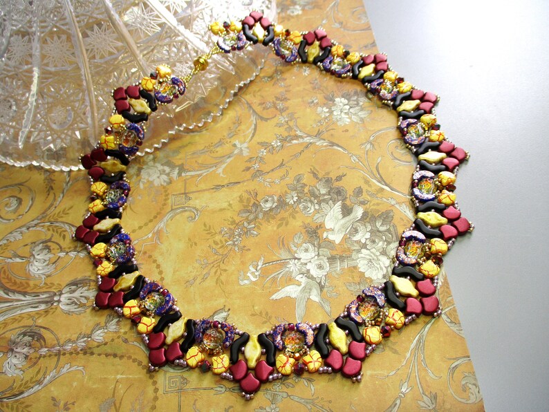 Beading Kit and Tutorial Imperial Necklace yellow and Etsy