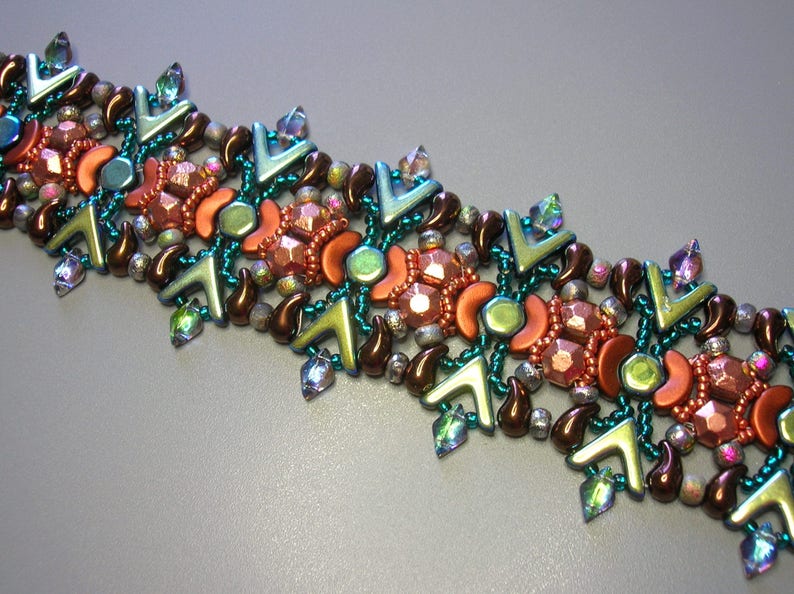 Arcos and GemDuo beads beading tutorial bracelet Matrix Tutorial Zoliduo Ava beads Honeycomb