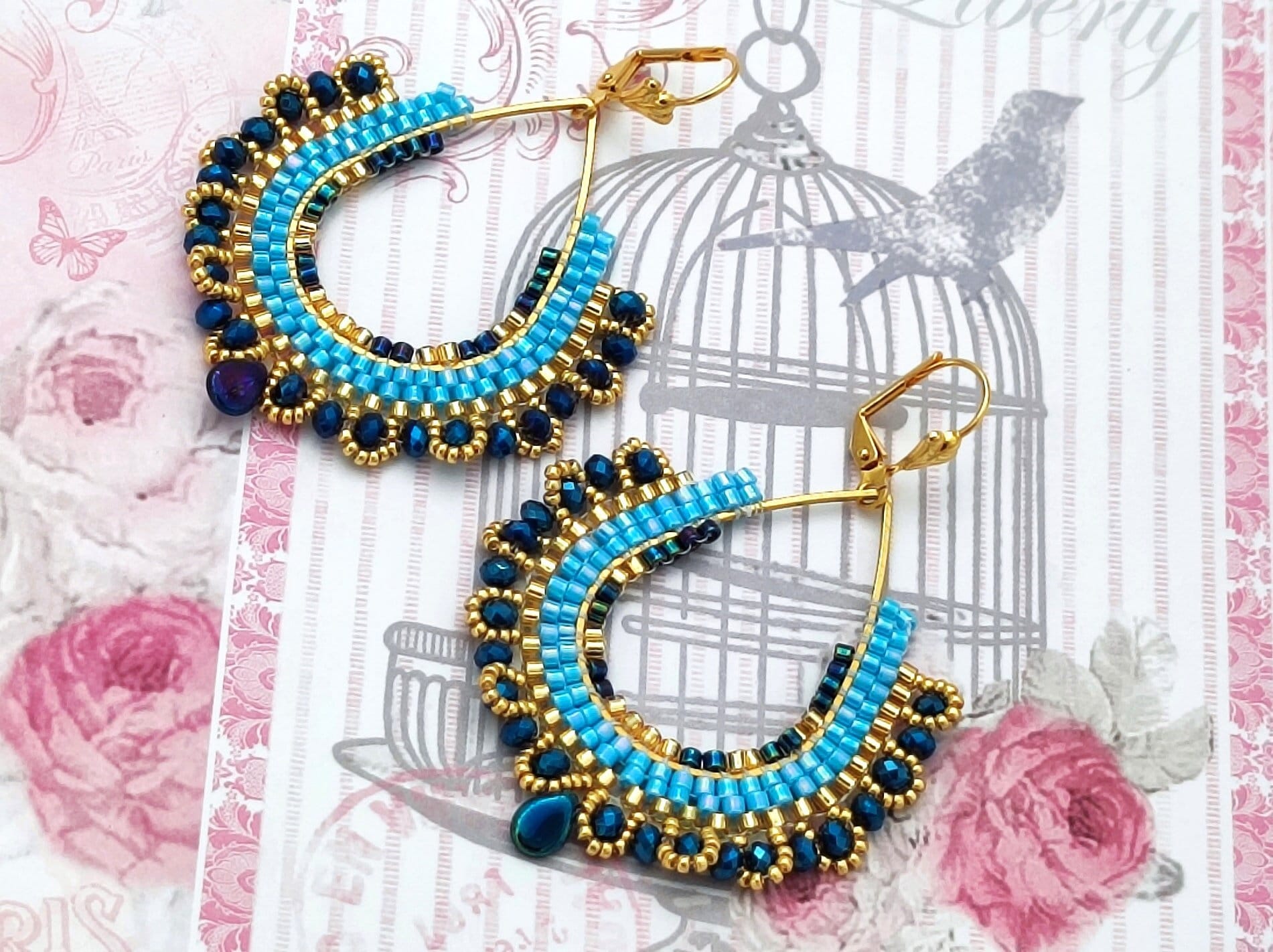BeadsCorner Earrings E60/14 NATIVE STYLE BEADED HANDCRAFTED ETHNIC